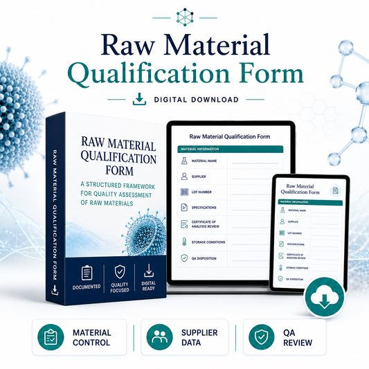 Raw Material Qualification Form